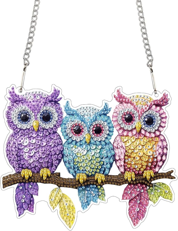 Bimkole Eagle Diamond Art Hanging Kit for Adult, DIY 5D Diamond Art Animals Leaves Window Pendant, Acrylic Crystal Art Hanging Ornament Home Wall Garden Front Door Sign Outdoor Decor 7.8x7.8 Inch