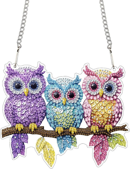 Bimkole Eagle Diamond Art Hanging Kit for Adult, DIY 5D Diamond Art Animals Leaves Window Pendant, Acrylic Crystal Art Hanging Ornament Home Wall Garden Front Door Sign Outdoor Decor 7.8x7.8 Inch