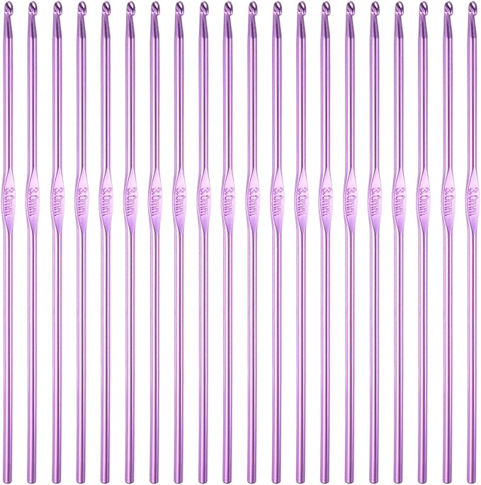 uxcell 20Pcs Aluminum Crochet Hook 3.0mm Knitting Needles for DIY Craft Yarn Purple