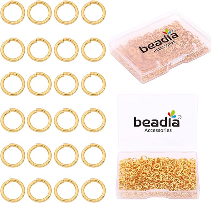 18K Gold Plated Jump Rings Non Tarnish 6mm 400pcs for Jewelry Making Findings