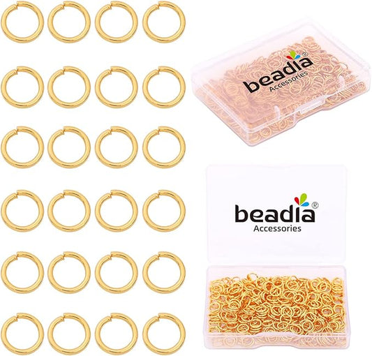 18K Gold Plated Jump Rings Non Tarnish 6mm 400pcs for Jewelry Making Findings