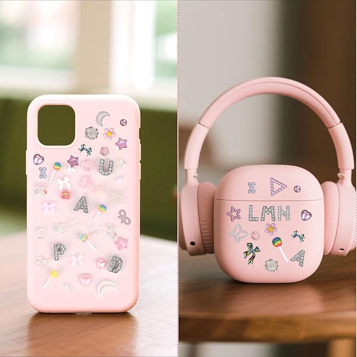 Junk Case Charms, Pink Phone Case Charms Letters Junk Decorations Kit for DIY Necklace Bracelets Jewelry Making Scrapbooking Crafts