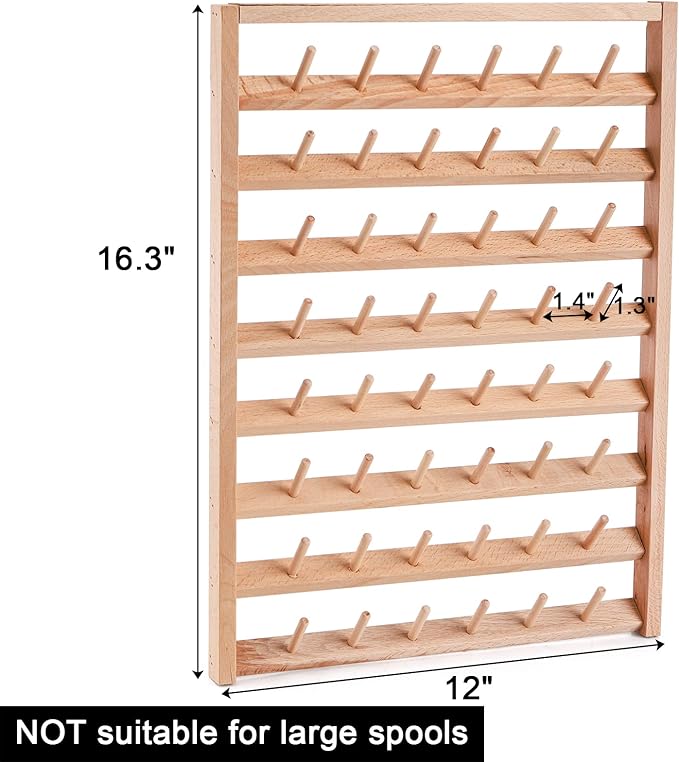 Tosnail Large 2 Pack Wooden Thread Racks, 48 Spools Wall Mount Storage Organizer for Sewing & Embroidery