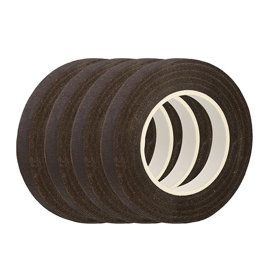 DECORA 1/2" Wide 4 Rolls Brown Coffee Floral Stem Wrap Tapes for Wedding Bouquets,Flower Pens and Artificial Flower Decorations