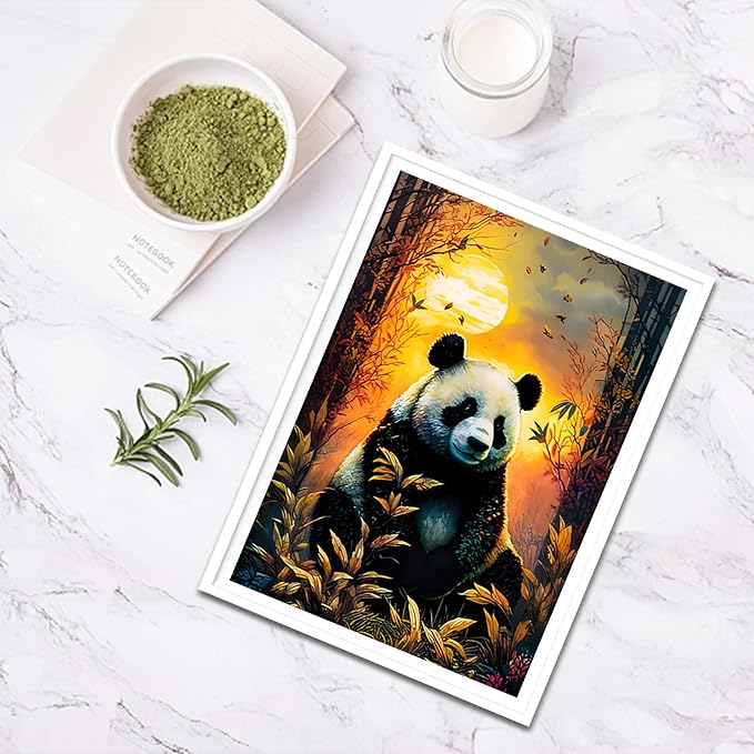 SENQAO Panda Diamond Art Kits for Adults, DIY 5D Animal Diamond Art Kits, Panda Diamond Art Full Drill Crystal Rhinestone Embroidery Craft Kits for Home Wall Decor 12x16inch
