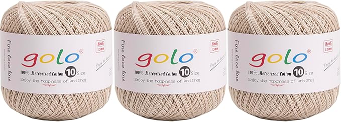 golo 3 Balls Crochet Thread Size 10 Crochet Yarn for Hand Knitting 731