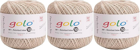 golo 3 Balls Crochet Thread Size 10 Crochet Yarn for Hand Knitting 731
