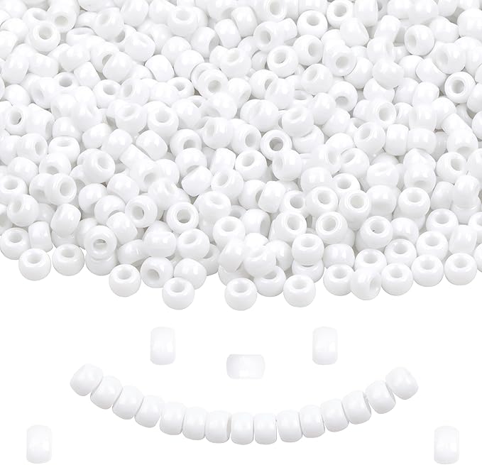 White Pony Beads for Bracelet 1000 Pcs Plastic Beads for Friendship Bracelets 6x9mm Large Hole Beads for Hair Braiding Small Beads Necklace Earrings Jewelry Making