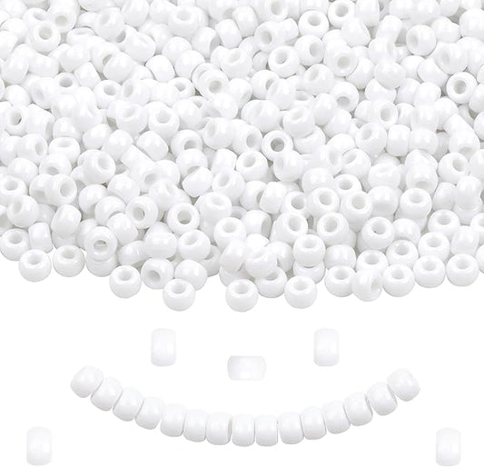 White Pony Beads for Bracelet 1000 Pcs Plastic Beads for Friendship Bracelets 6x9mm Large Hole Beads for Hair Braiding Small Beads Necklace Earrings Jewelry Making