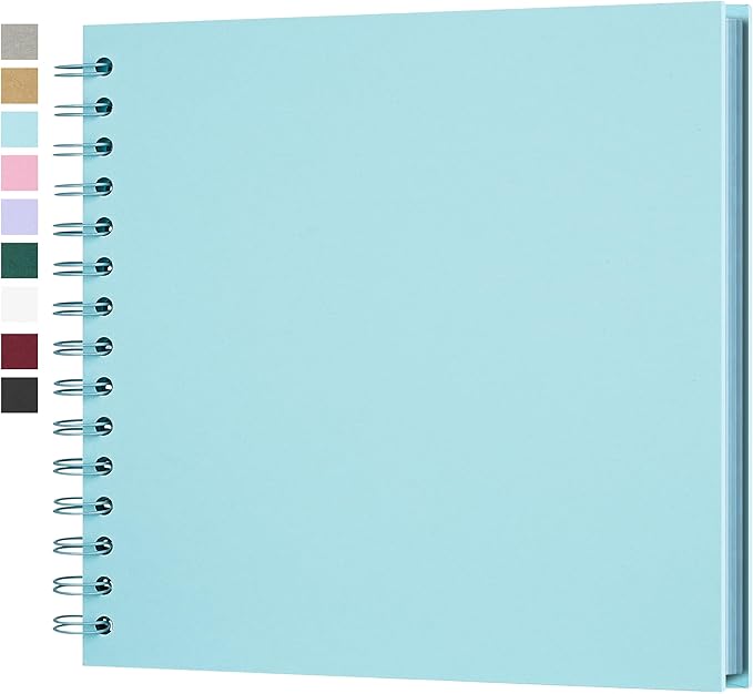 8 x 8 Inch DIY Scrapbook Photo Album Hardcover Kraft Blank Page Acid-Free 40 Pages (20 Sheets) Memory Book for Wedding Anniversaries Family Baby Memories Small Scrapbooking Projects, Blue