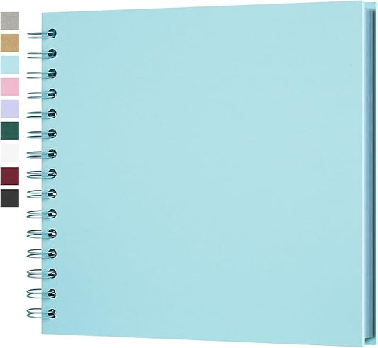 8 x 8 Inch DIY Scrapbook Photo Album Hardcover Kraft Blank Page Acid-Free 40 Pages (20 Sheets) Memory Book for Wedding Anniversaries Family Baby Memories Small Scrapbooking Projects, Blue