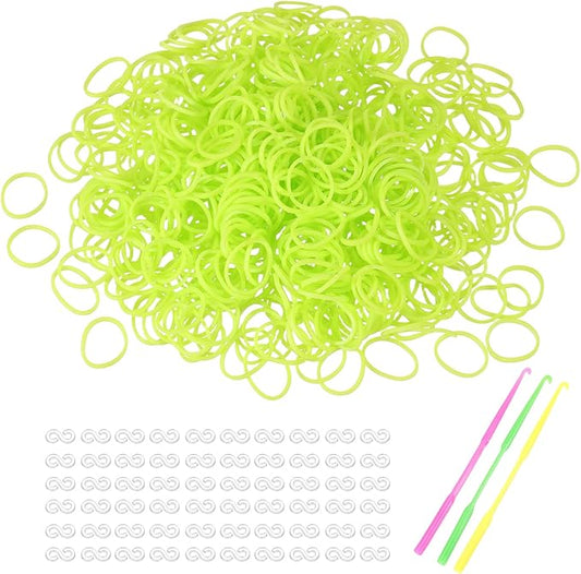 MECCANIXITY 1800 Pcs Loom Rubber Bands Kit with 75 Pcs S-Clips 3-Hooks Rubber Bands Refill Bracelet Making Kits for Weaving DIY Handcrafts Gift, Fluorescent Yellow