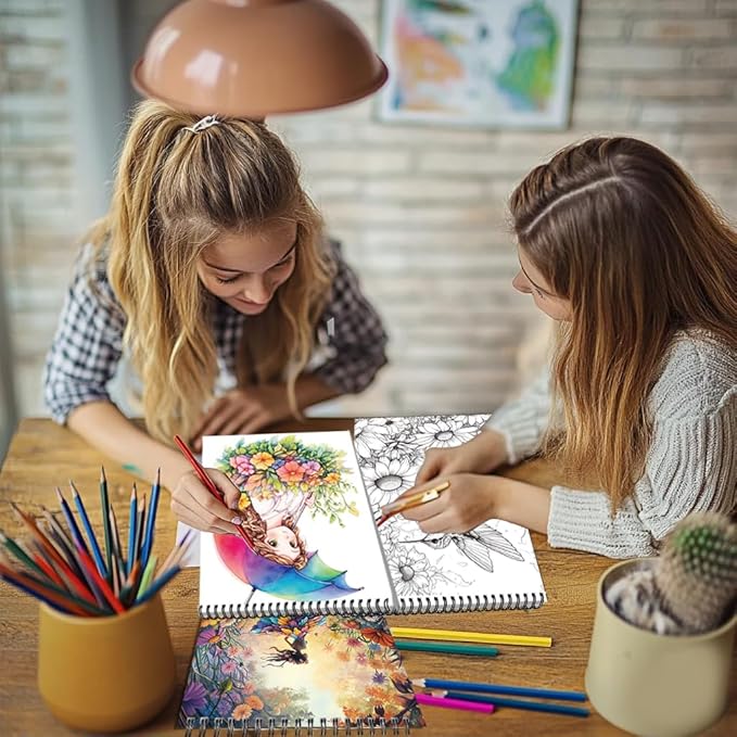 Aannanl Adult Coloring Book - Set of 3 Coloring Books for Adults Relaxation Spiral Bound Coloring Books for Women to Relieve Anxiety and Stress Relief (Natural Scenery)