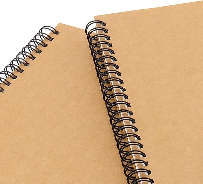 KINJOEK 20 PCS A5 Sketchbooks Bulk, 120 Pages 60 Sheets Side Spiral Bound Sketch Pads, A5 Kraft Cover Blank Spiral Notepads for Drawing, Sketching, Painting, Writing