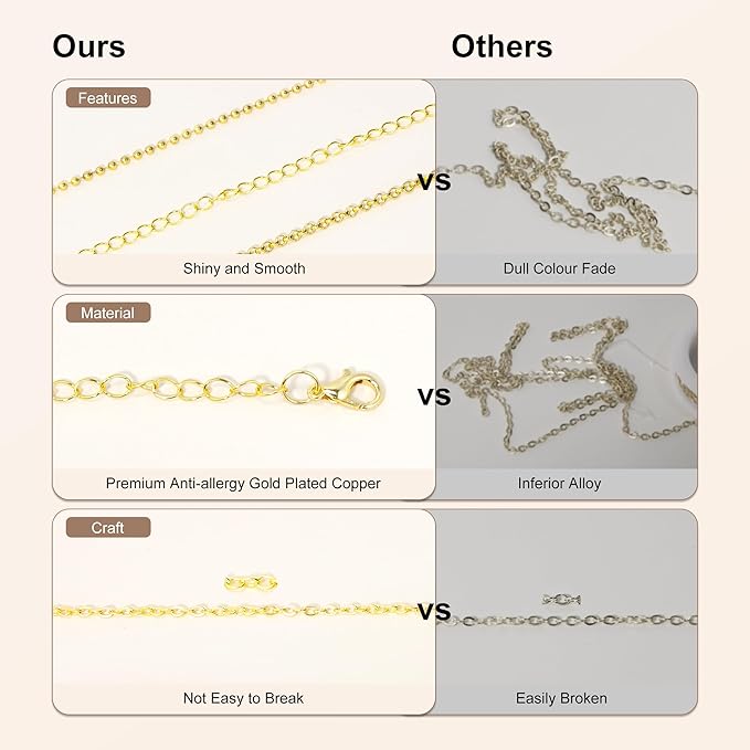 PP OPOUNT Gold Necklace Chains for Jewelry Making, 62.3 Feet 8 Rolls Chain for Jewelry Making DIY Necklace Bracelet Belt Earrings with Open Jump Rings & Lobster Clasps