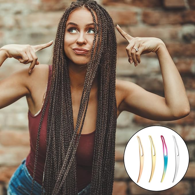 8Pcs Sisterlock Retighten Tool, Loc Crochet Needle for Dreads, Silver Dreadlock Tool for Hair Repair Dreadlock Tightening （Gold, Multicolor, Rose Gold, Silver）