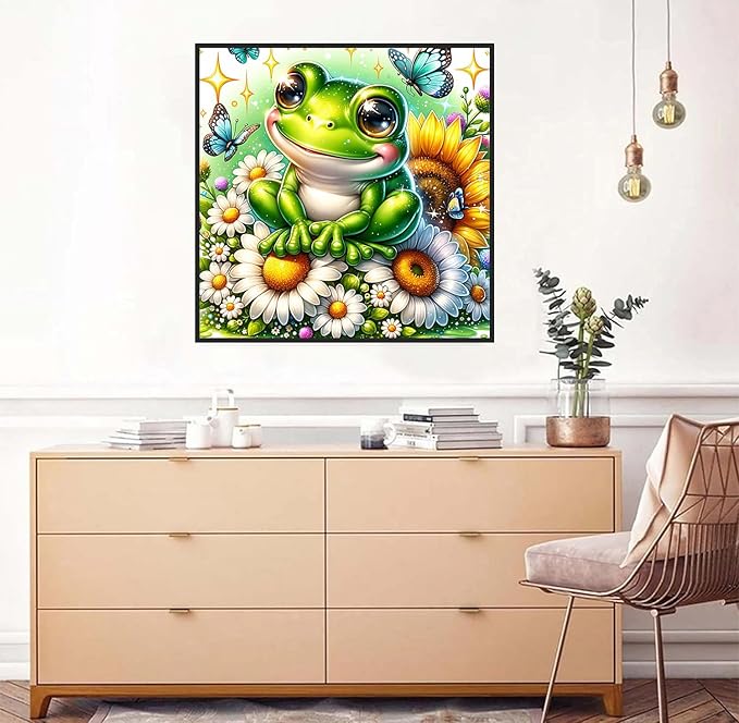 Axquilon Frog Diamond Art Kits for Adults - Diamond Painting Kits for Adults Beginner, DIY 5D Full Drill Frog Gem Art for Home Wall Decor 12x12 inch