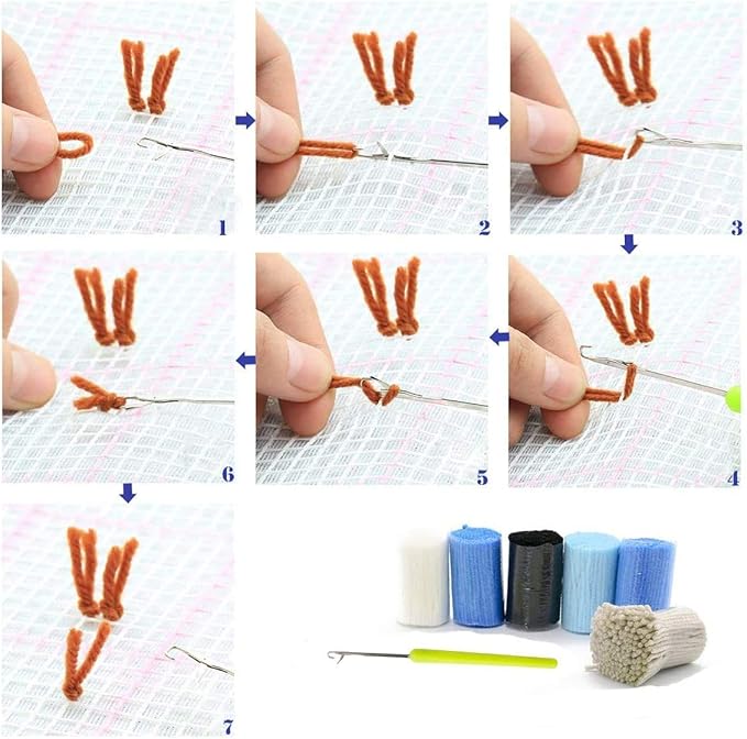 LUBOT 20" X 15" Wolf Latch Hook Kits Rug Making Kits DIY Crafts for Adults/Kids with Printed Canvas Pattern Crochet Kit