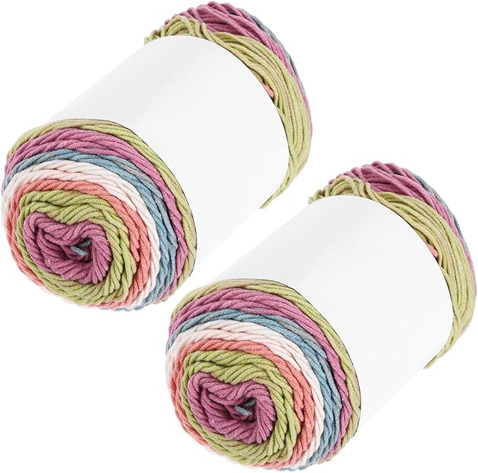 MECCANIXITY Cotton Acrylic Yarn for Crocheting, 422 Yard 5 Ply Soft Gradient Yarn Acrylic 45% Cotton 55% Used for DIY Knitting Blankets Scarves(2 Packx100g,Beige,Orange,Green,Blue,Rose Red)