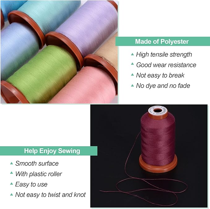 uxcell 40D/2 Sewing Thread 1100 Yards Polyester Household Sewing String Hand Stitching Polyester Cord for Clothing Stitching Shoe Bag Repairing DIY Craft Rosewood Color
