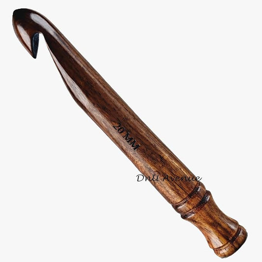 Wooden Crochet Hook – 20mm Jumbo Bamboo Hook for Chunky Yarn, Smooth Ergonomic Handmade Crochet Tool for Knitting, Weaving, Yarn Crafts, DIY Projects, Beginners & Expert Crafters