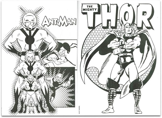 Marvel Comics Coloring Book for Adults Relaxation Set ~ Advanced Marvel Coloring Book Featuring Iron Man, Thor, Spider-Man, Captain America, and More