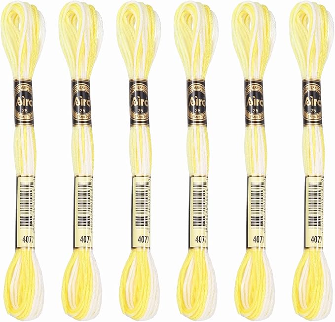 PATIKIL 6 Skeins Embroidery Floss, Polyester Embroidery Threads Bracelets String for Cross-Stitch Hand Embroidery, Yellow White