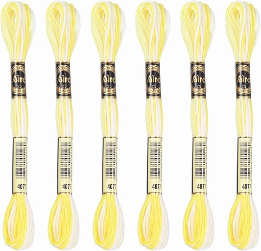 PATIKIL 6 Skeins Embroidery Floss, Polyester Embroidery Threads Bracelets String for Cross-Stitch Hand Embroidery, Yellow White