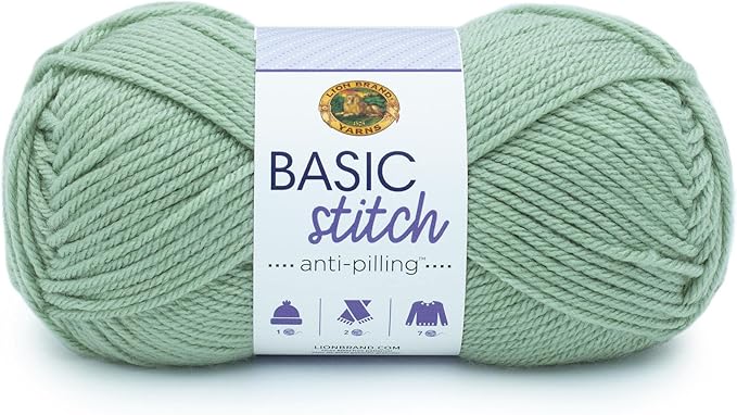 Lion Brand Yarn Basic Stitch Anti-Pilling Yarn for Crocheting, Knitting, and Crafts, Sage, 1 Pack