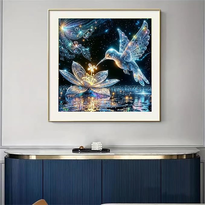 SHICERNHJ Hummingbird Diamond Art Kits for Adults,DIY Bird Diamond Painting Kits Round Diamond Dots for Adults,5D Full Drill Painting Kit Art and Crafts for Adult Home Wall Decor 14 X 14inch