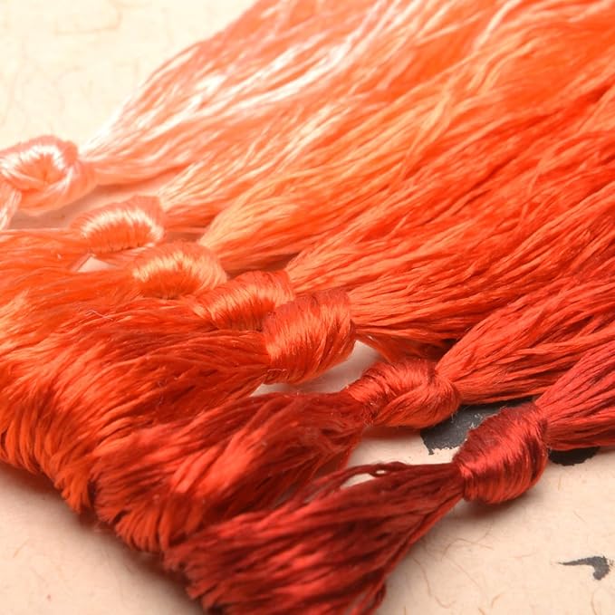 100% Nature Mulberry Handmade Embroidery Silk Thread Woven Jewelry Accessory Artificial Flowers Cross Stitch Floss DIY Sewing Kits 7 Gradient Colors 22m Each (7)