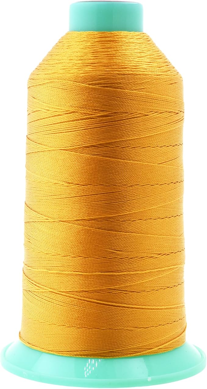 Mandala Crafts Size 92 280D T90 Bonded Nylon Thread - Gold 1100 YDs Tex 90 Heavy Duty Sewing Threads for Leather, Jeans, Weaving, Outdoor Marine Upholstery