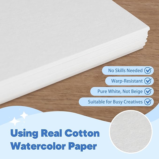 Teswarha Watercolor Workbook Using Thick Real Cotton Watercolor Paper for Adults Teens Spiral Bound 300GSM Art Paper 12 Sheets Animals 8.2 x 9.8in