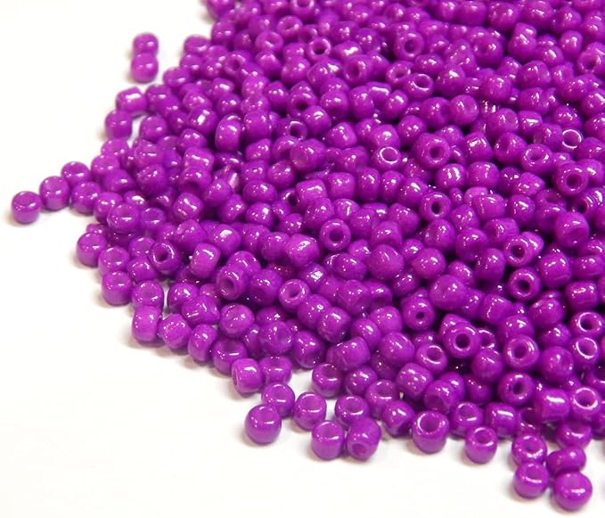 Perlin Glass Seed Beads 4mm 6/0 Round 1100pcs Mini Small Pony Spacer Beads Kit for Jewelry Making Earrings Bracelets Pendants Waist DIY Handmade (Purple Opaque)