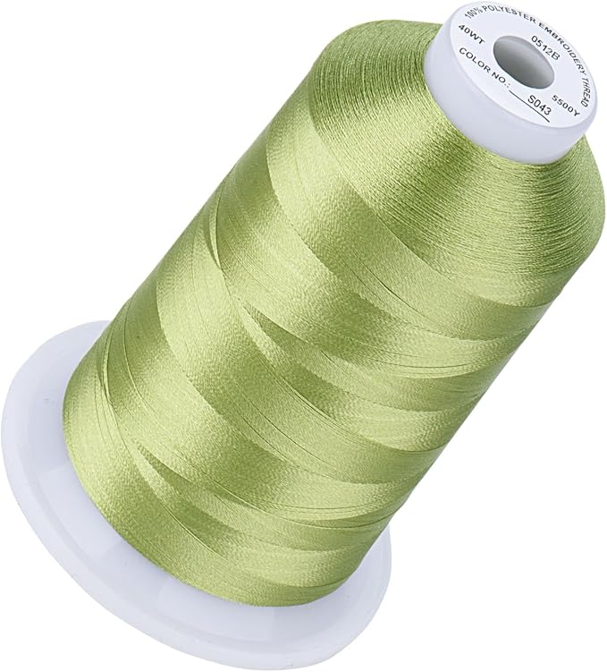 Simthread 5500Yds Embroidery Thread, 5000M High-Yardage 40WT 100% Polyester Thread – 170+ Vivid Colors, High-Speed Rated – Compatible with Brother, Singer, Janome & More - Lemon Lime S043