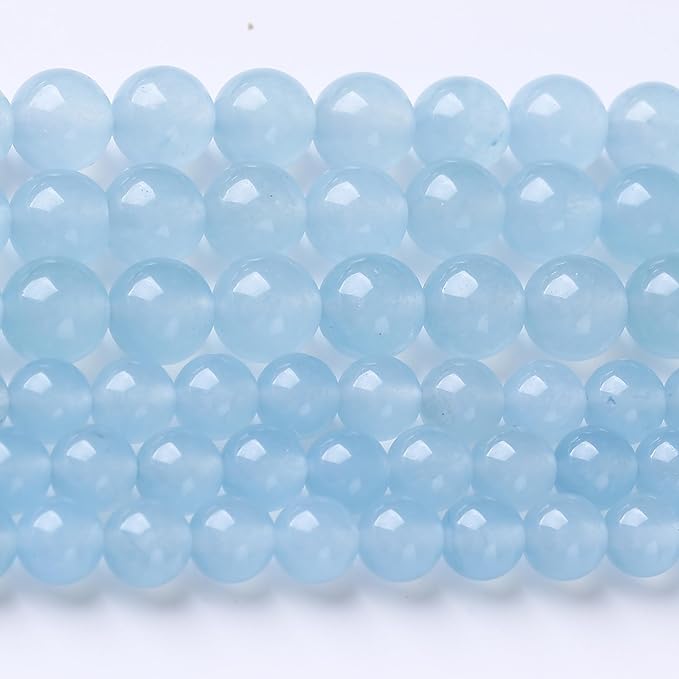 Ice Blue Chalcedony Stone Beads Gemstone Round Crystal Energy Jade for Jewelry Making DIY Bracelet Necklace 15.5inch 35PCS 10MM