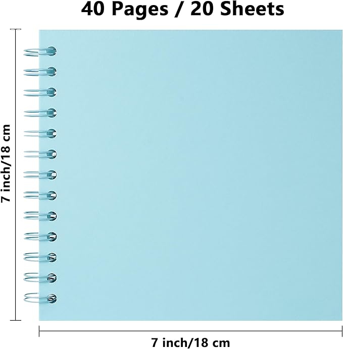 Yopih 7 x 7 Inch DIY Scrapbook Photo Album Hardcover Kraft Blank Page Acid-Free 40 Pages (20 Sheets) Memory Book for Wedding Anniversaries Family Baby Memories Small Scrapbooking Projects, Blue
