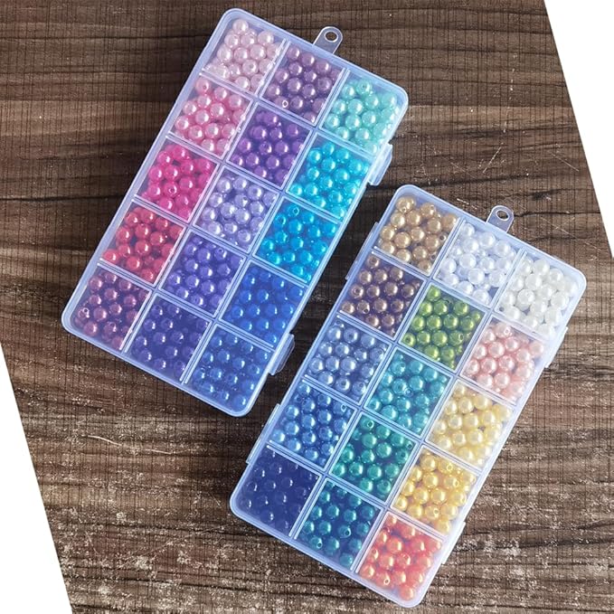 INSPIRELLE 900 Pieces 8mm Pearl Beads 30 Colors Plastic Spacers Beads for Jewelry Making and Crafting