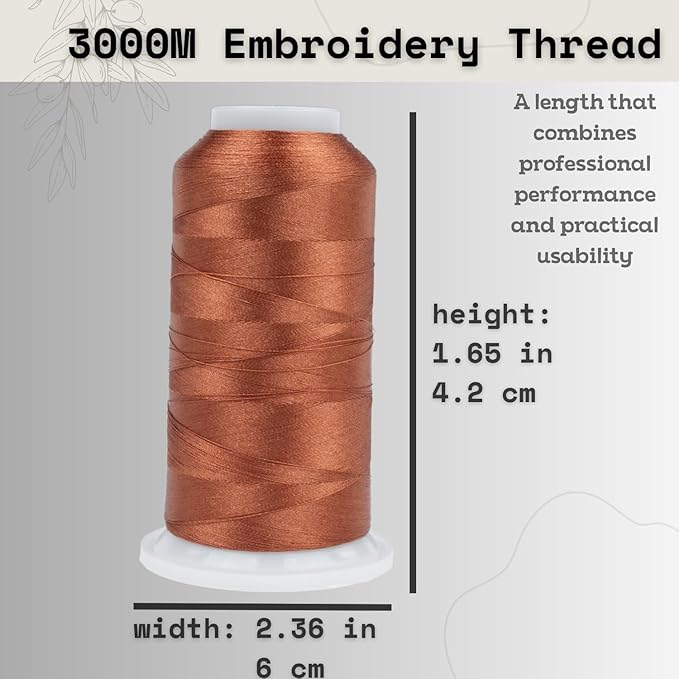 Simthread 6 Spools Embroidery Thread Set, 3000 Yards 40WT 100% Polyester Trilobal Machine Thread for Professional & Home Use, Compatible with Brother, Singer, Janome & More, Brown Series