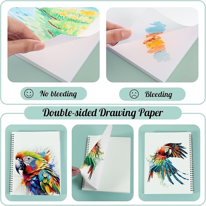 135lb/200gsm Marker Paper Pad, 7.6×10in Double Sided Bleedproof Marker Sketchbook, 30 Sheets Art Paper Sketch Pad, Painting Coloring Smooth Alcohol Marker Paper for DIY, Drawing, Ideal Gift