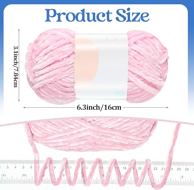 Xinnun 12 Skeins 1116 Yards Chenille Velvet Soft Thick Plush Yarn Bulk for Crocheting Knitting Blanket DIY Weaving Craft, 6mm, 3.5 Oz/Skein(Fresh Color)