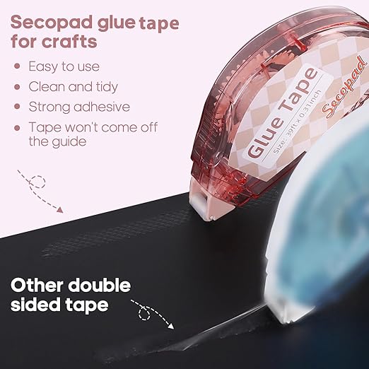 Scrapbook Tape, 0.3IN x 39FT Double Sided Tape Roller for Crafts, Adhesive Glue Runner Scrapbooking Supplies Journaling School Office Supplies for Kids and Adults, 4 Pack