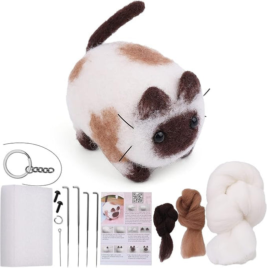 QMNNMA Needle Felting Kit, Animals Needle Felting Set, DIY Wool Felt Materials Set with Felting Tool and Instruction for Needle Felting Craft Project and DIY Handmade