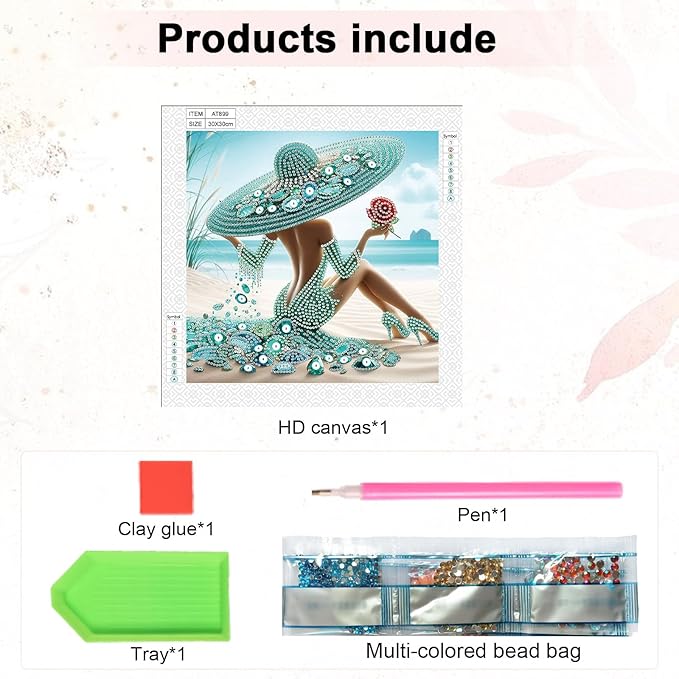 AiYuanzsh Special Shape Diamond Painting Kits for Adults, Beach Beauty 5D Crystal Rhinestone Diamond Art Painting Canvas, DIY Paint by Diamonds Unique Craft Kits, Relaxing Craft for Home Decoration