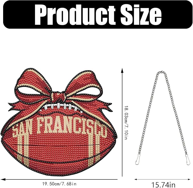Rertcioph Football Diamond Art Hanging Kit for Adults, DIY Acrylic 5D Diamond Painting Hanging Ornament for San Francisco Home Wall Decor and Gift