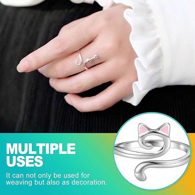 KornaDoz 3 Pieces Adjustable Crochet Ring for Finger, Yarn Tension Ring for Crocheting, Knitting Yarn Guide Tool, Gift for Crocheters, Knitters, Mom and Women