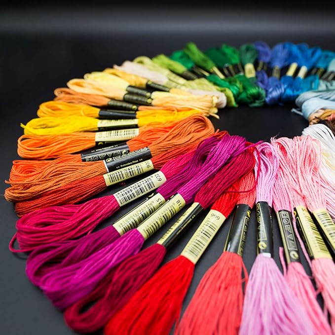 Vilihkc Rainbow Color Embroidery Floss 200 Skeins Per Pack with Cotton for Cross Stitch Threads Bracelet Yarn Craft Floss Embroidery Floss Set