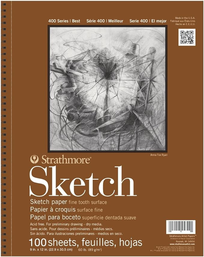 Strathmore 400 Series Sketch Pad, 9x12 inch, 50 Sheets - Artist Sketchbook for Drawing, Illustration, Art Class Students