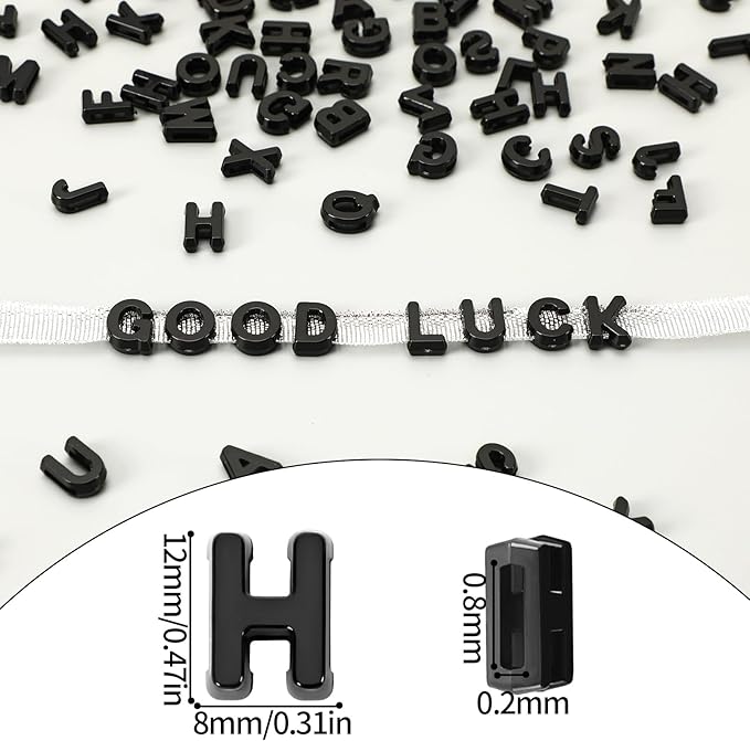 Augshy 700Pcs Large Letter Beads Black Plastic A-Z Mixed Alphabet Shape Beads for Jewelry Making Bracelets Necklaces Key Chains Shoelaces Crafts Party Decor(9x12mm)