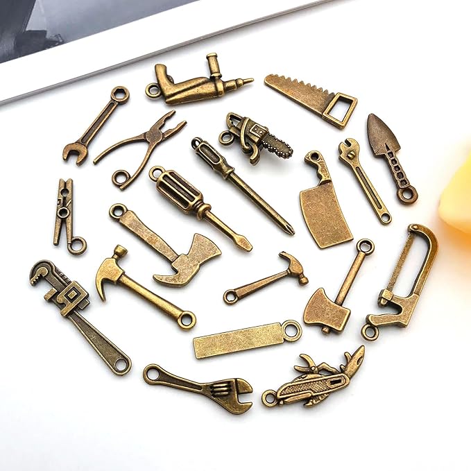 WOCRAFT 60pcs Antique Bronze Tools Bracelet Charms for Jewelry Making Sets DIY Necklace Bracelet Keychain Crafting Charms Kit Craft Supplies (SN901)